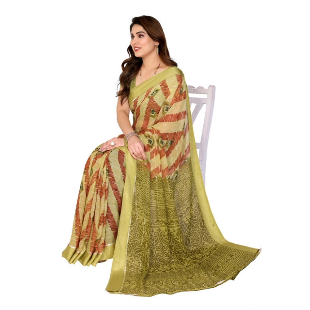 Women's Georgette Printed Saree With Unstitched Blouse 5.5Mtr (Multicolor) - VANSHELLE