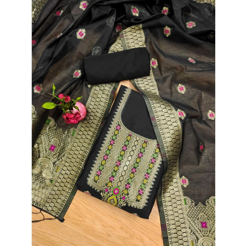 Women'S Banarasi Silk Printed Unstitched Salwar Suit Material