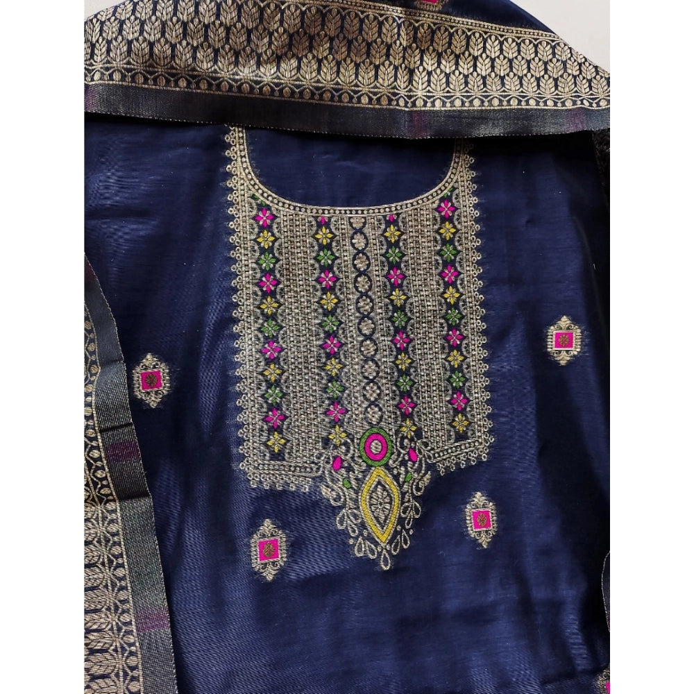 Women'S Banarasi Silk Printed Unstitched Salwar Suit Material