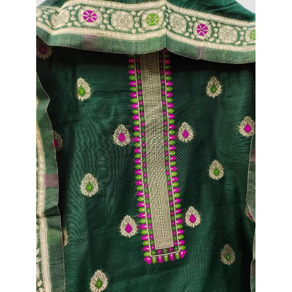 Women'S Banarasi Silk Printed Unstitched Salwar Suit Material