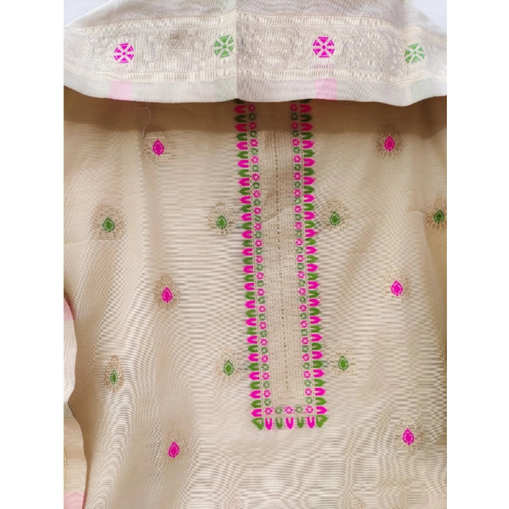 Women'S Banarasi Silk Printed Unstitched Salwar Suit Material
