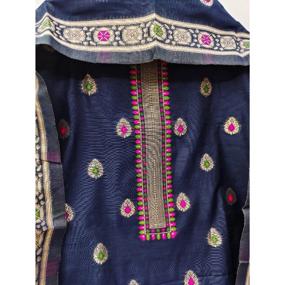 Women'S Banarasi Silk Printed Unstitched Salwar Suit Material