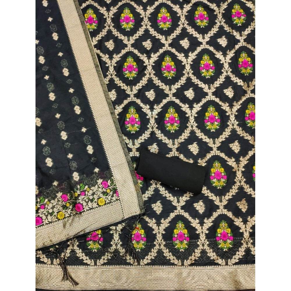 Women'S Banarasi Silk Printed Unstitched Salwar Suit Material