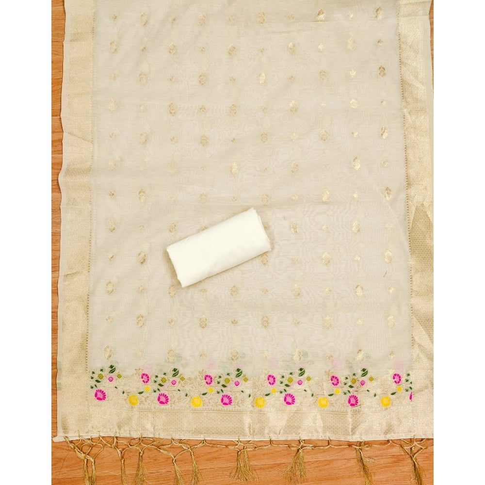 Women'S Banarasi Silk Printed Unstitched Salwar Suit Material