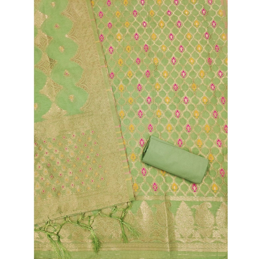 Women'S Banarasi Silk Printed Unstitched Salwar Suit Material
