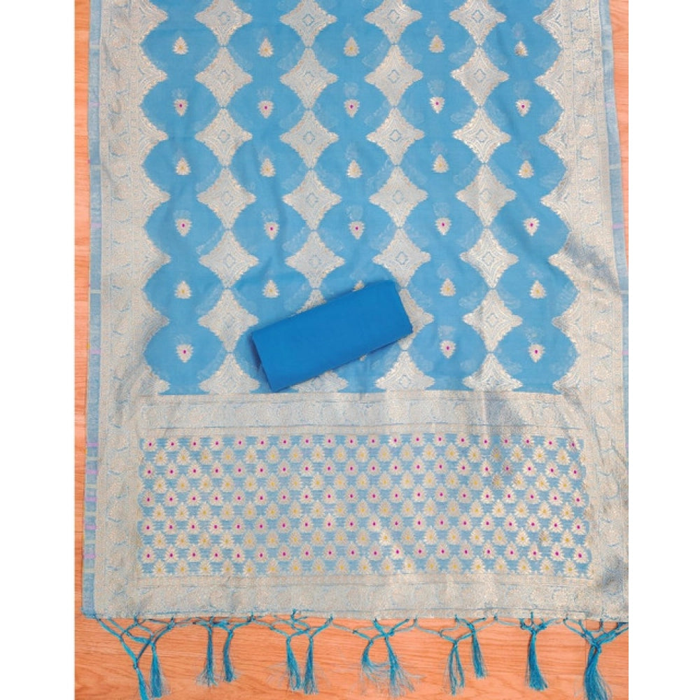 Women'S Banarasi Silk Printed Unstitched Salwar Suit Material
