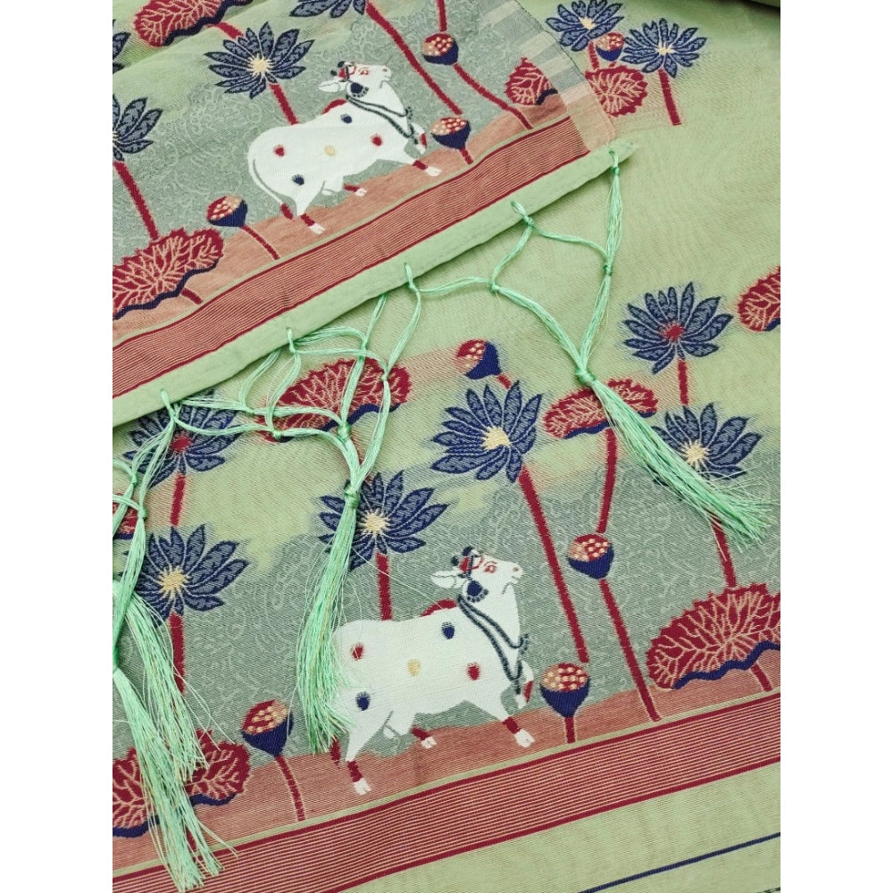 Women'S Banarasi Silk Printed Unstitched Salwar Suit Material