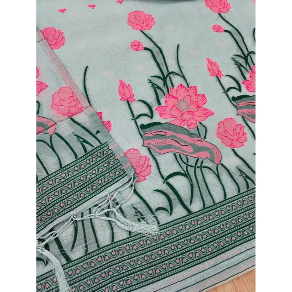 Women'S Banarasi Silk Printed Unstitched Salwar Suit Material