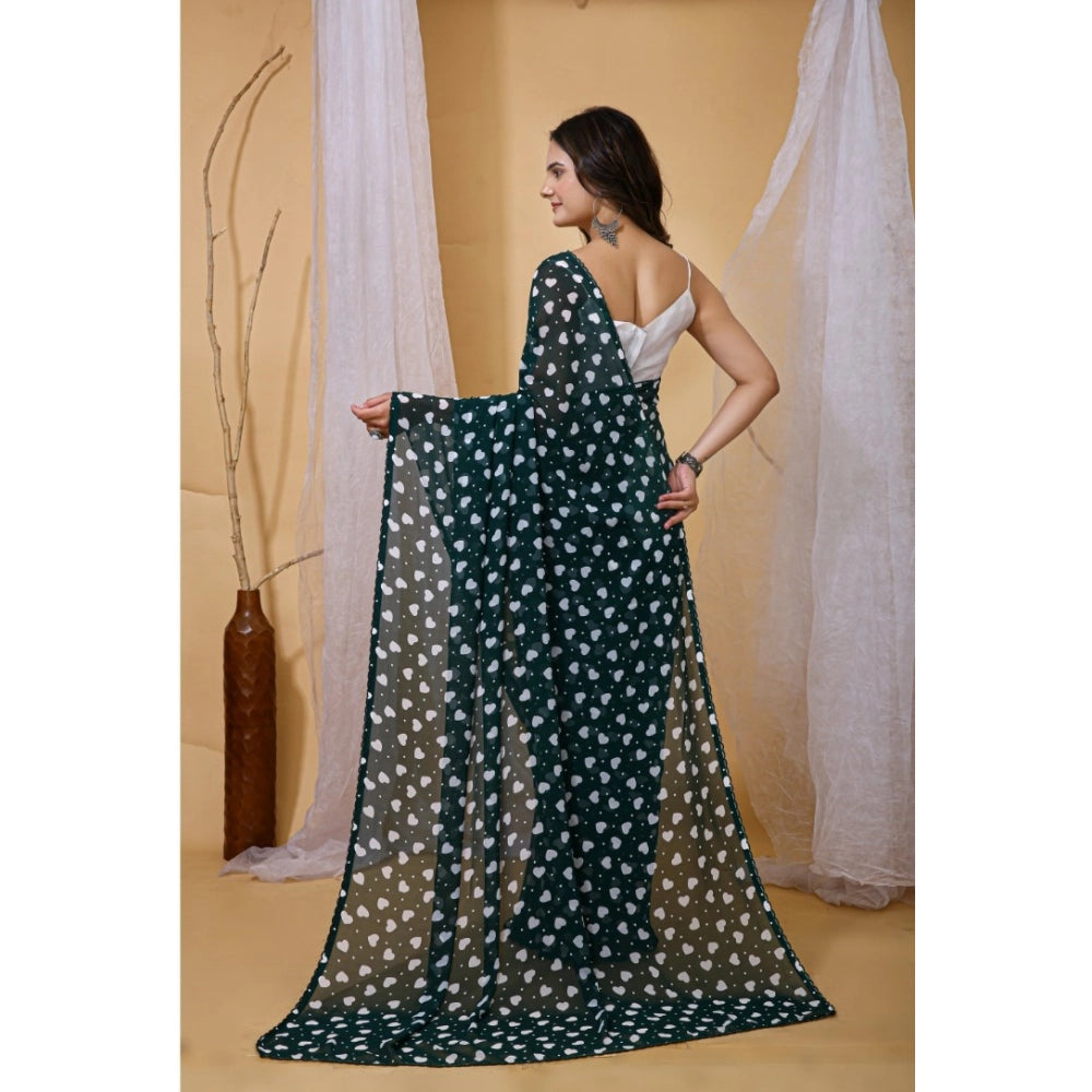 Women'S Georgette Printed Saree With Unstitched Blouse 5.5Mtr