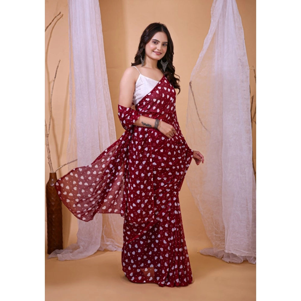 Women'S Georgette Printed Saree With Unstitched Blouse 5.5Mtr