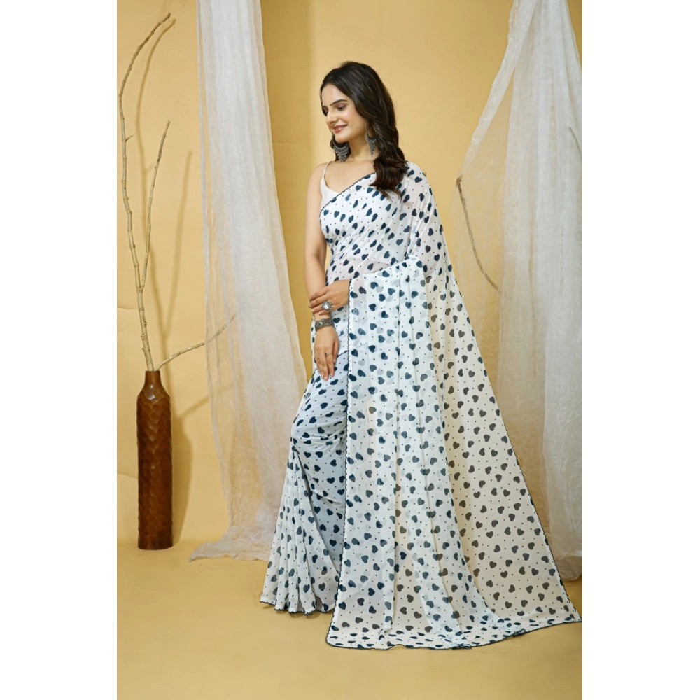 Women'S Georgette Printed Saree With Unstitched Blouse 5.5Mtr