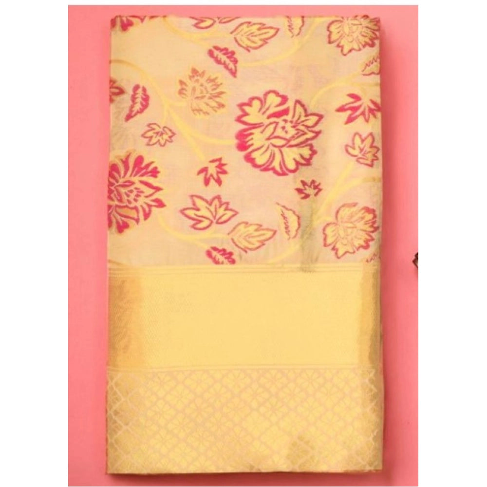 Women'S Soft Lichi Silk Printed Saree With Unstitched Blouse 5