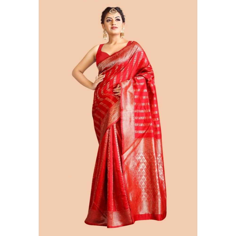 Women'S Soft Lichi Silk Printed Saree With Unstitched Blouse 5