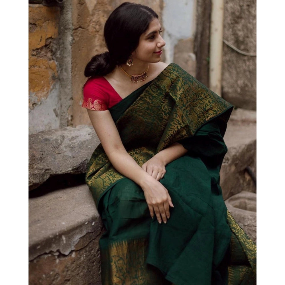 Women'S Soft Lichi Silk Printed Saree With Unstitched Blouse 5
