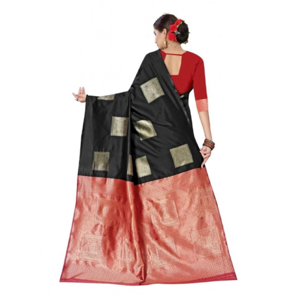 Women'S Soft Lichi Silk Printed Saree With Unstitched Blouse 5