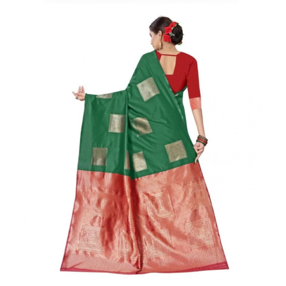 Women'S Soft Lichi Silk Printed Saree With Unstitched Blouse 5