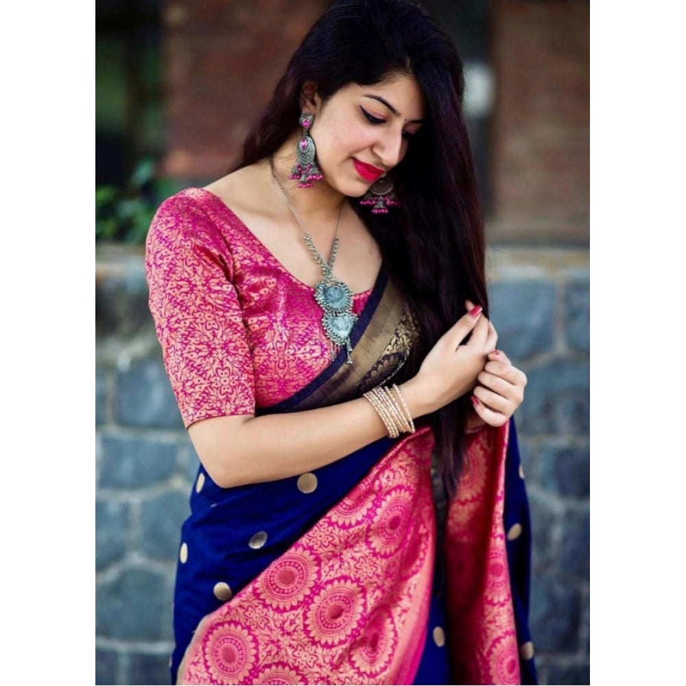 Women'S Soft Lichi Silk Printed Saree With Unstitched Blouse 5