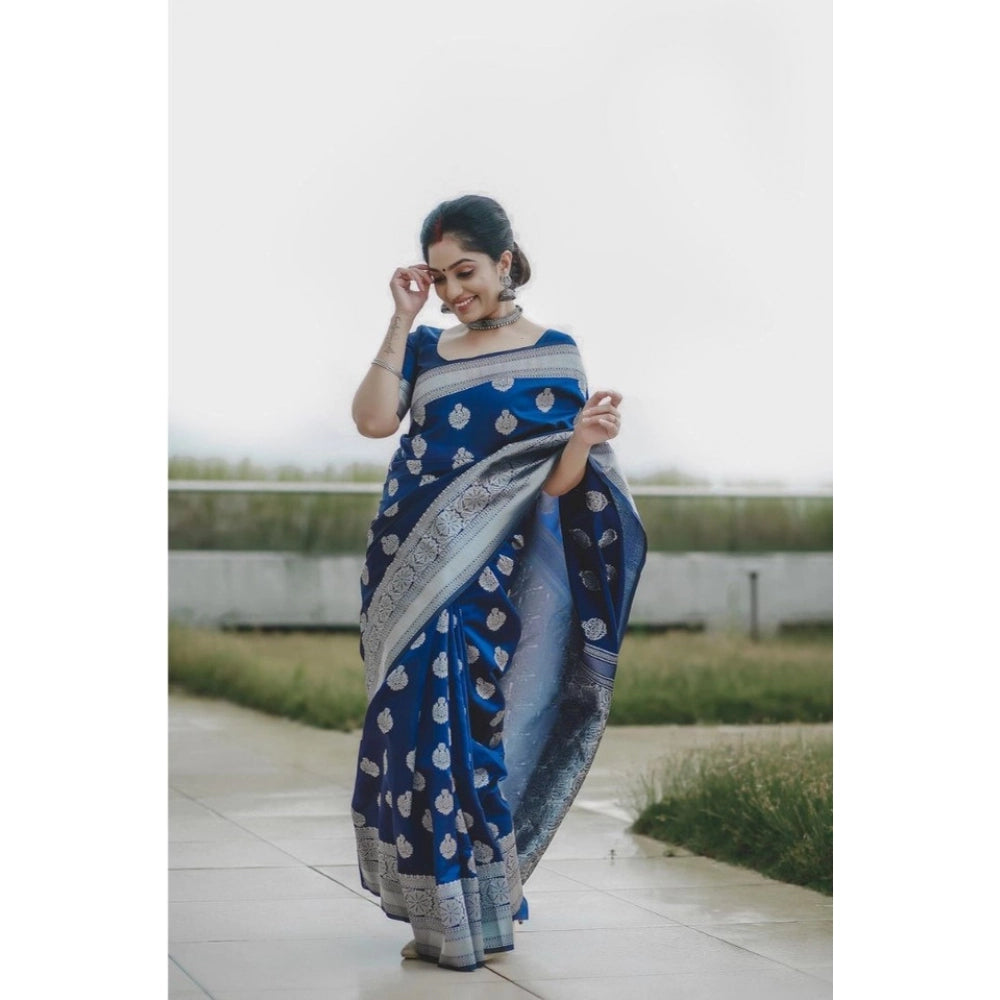 Women'S Soft Lichi Silk Printed Saree With Unstitched Blouse 5
