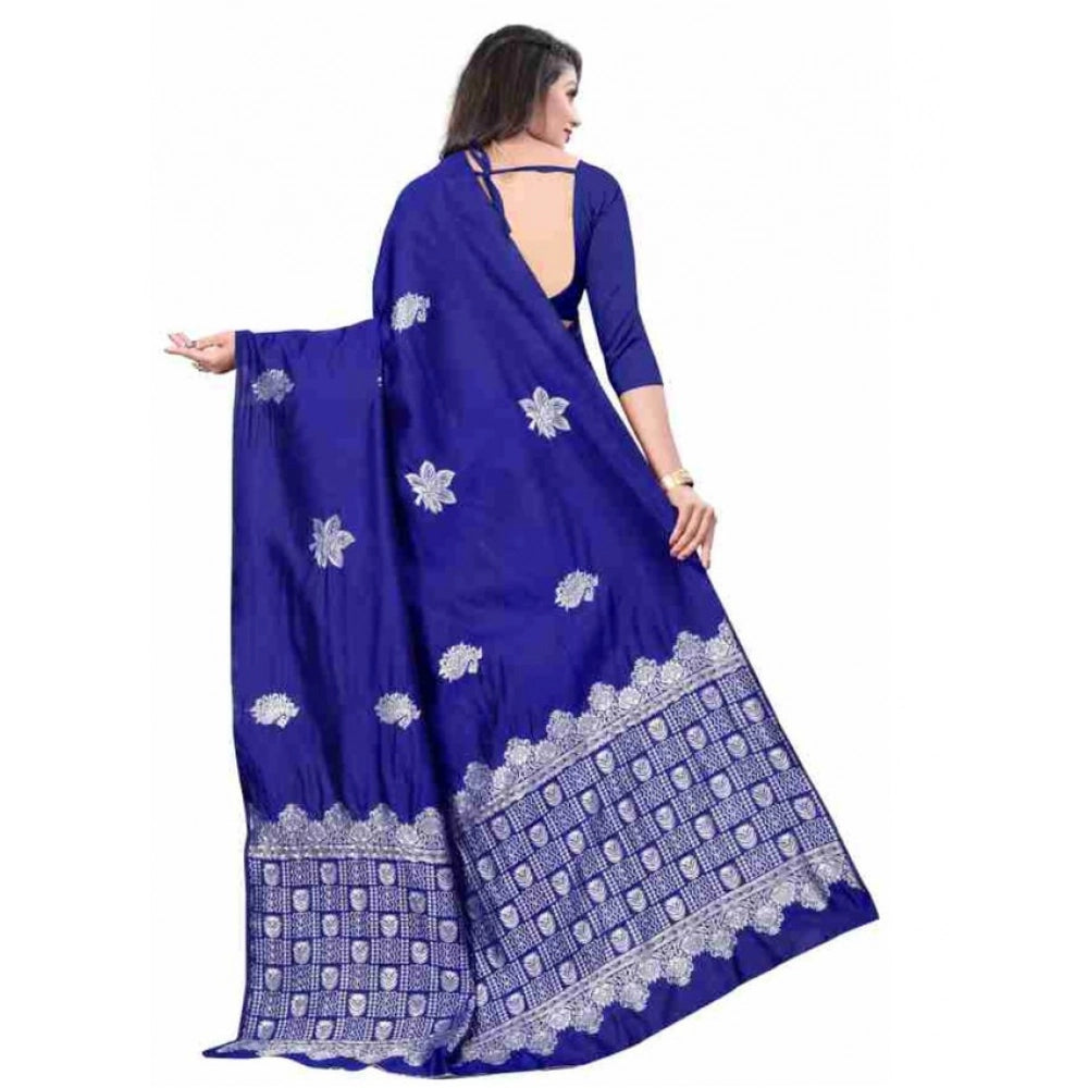 Women'S Soft Lichi Silk Printed Saree With Unstitched Blouse 5