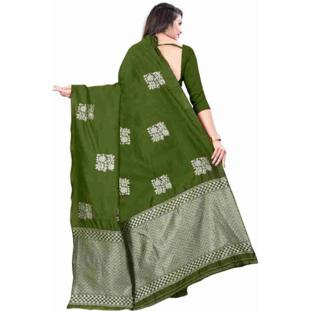 Women'S Soft Lichi Silk Printed Saree With Unstitched Blouse 5