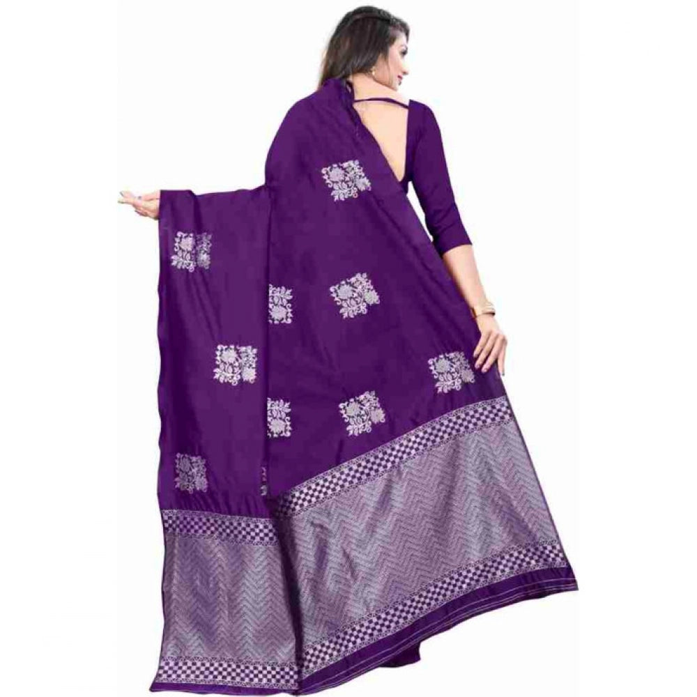 Women'S Soft Lichi Silk Printed Saree With Unstitched Blouse 5