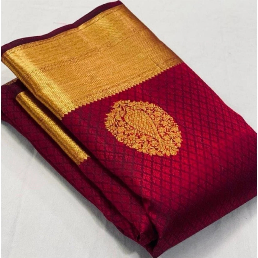 Women'S Soft Lichi Silk Printed Saree With Unstitched Blouse 5
