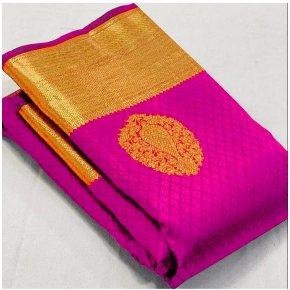 Women'S Soft Lichi Silk Printed Saree With Unstitched Blouse 5