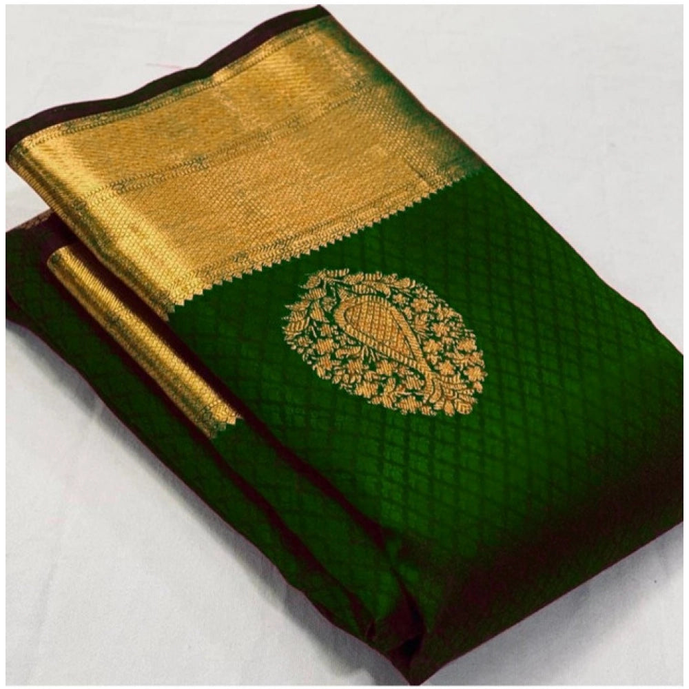 Women'S Soft Lichi Silk Printed Saree With Unstitched Blouse 5