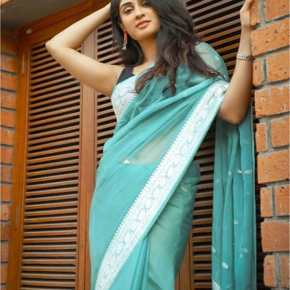 Women'S Soft Lichi Silk Printed Saree With Unstitched Blouse 5