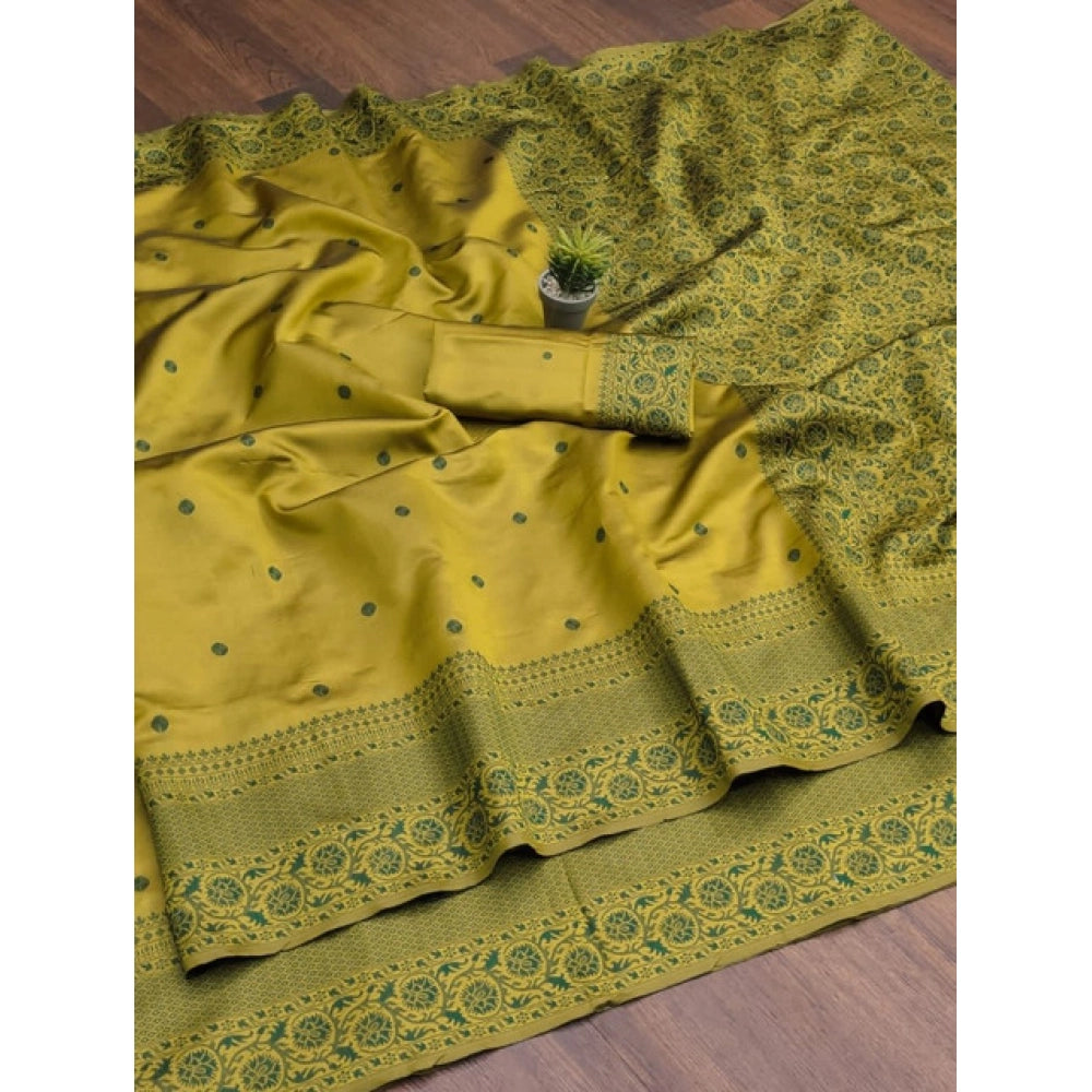 Women'S Soft Lichi Silk Printed Saree With Unstitched Blouse 5