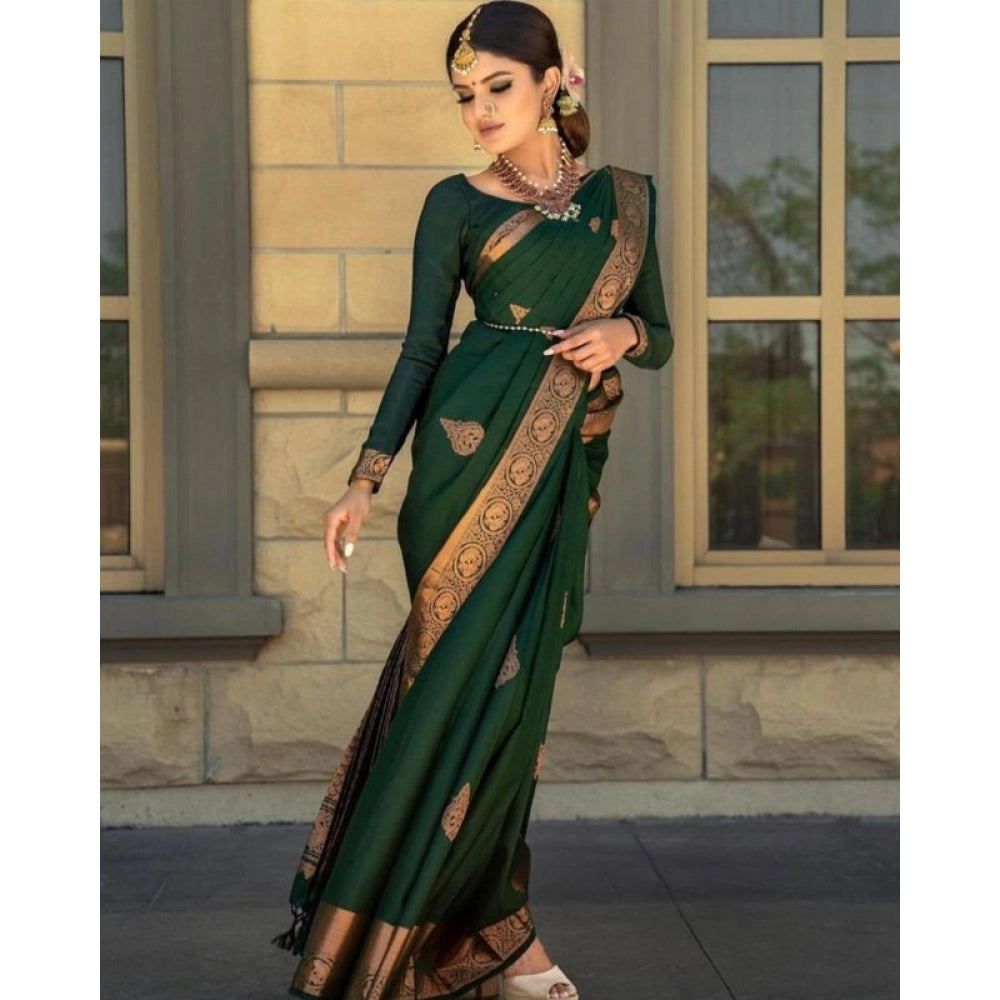 Women'S Soft Lichi Silk Printed Saree With Unstitched Blouse 5