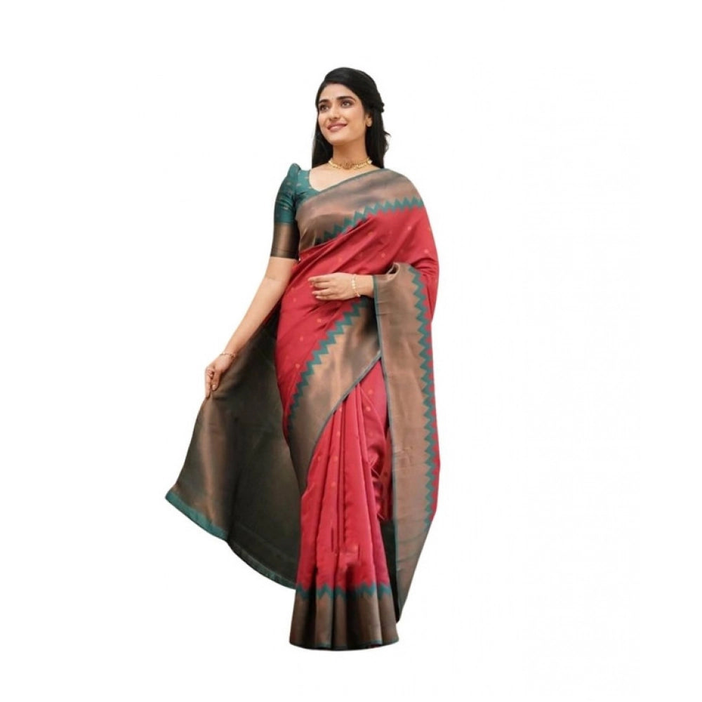 Women'S Soft Lichi Silk Printed Saree With Unstitched Blouse 5