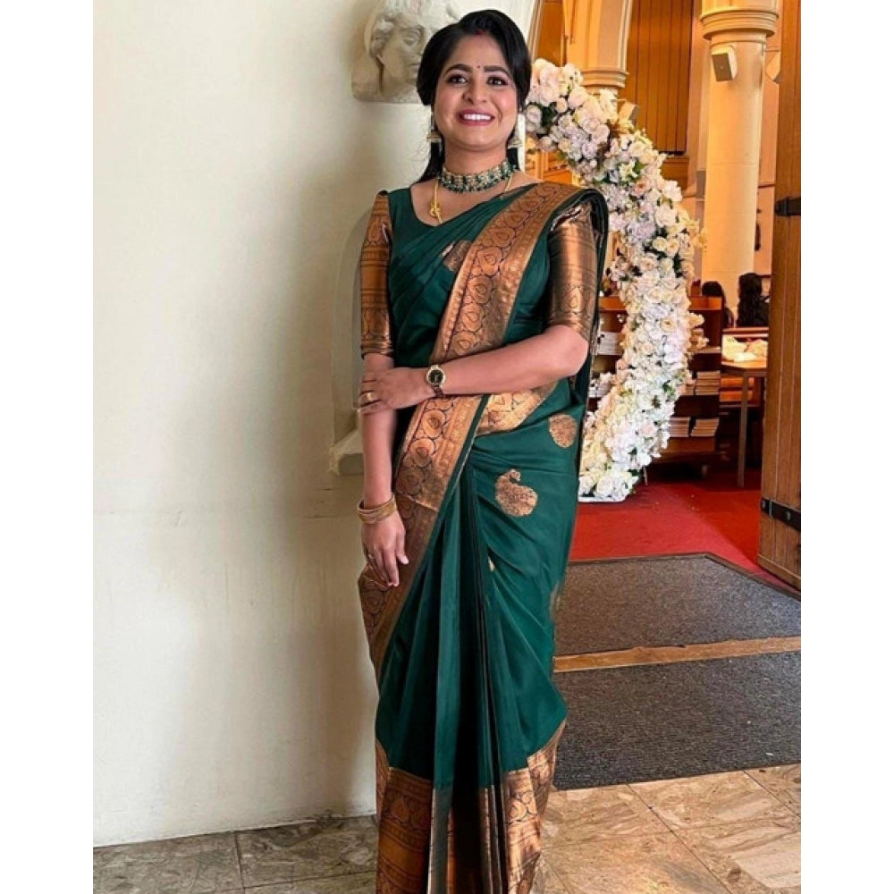 Women'S Soft Lichi Silk Printed Saree With Unstitched Blouse 5