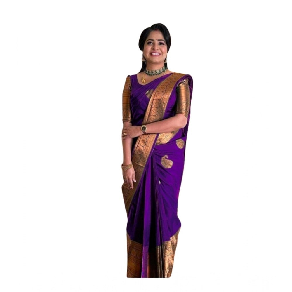 Women'S Soft Lichi Silk Printed Saree With Unstitched Blouse 5
