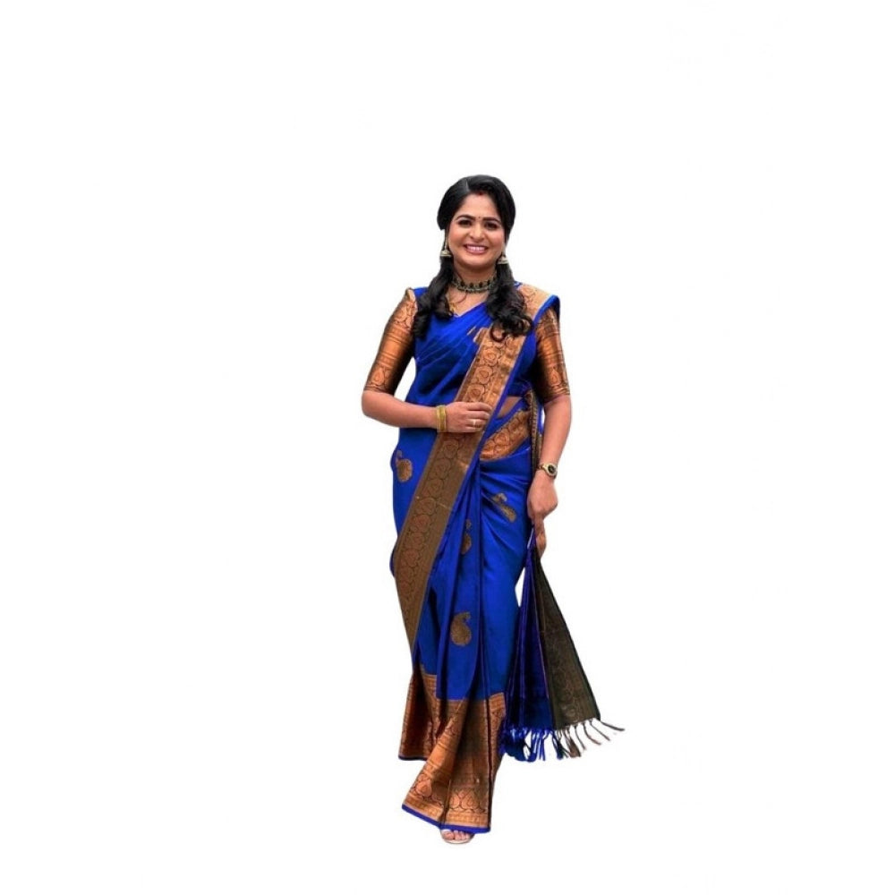 Women'S Soft Lichi Silk Printed Saree With Unstitched Blouse 5