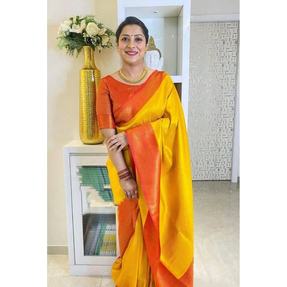 Women'S Soft Lichi Silk Printed Saree With Unstitched Blouse 5