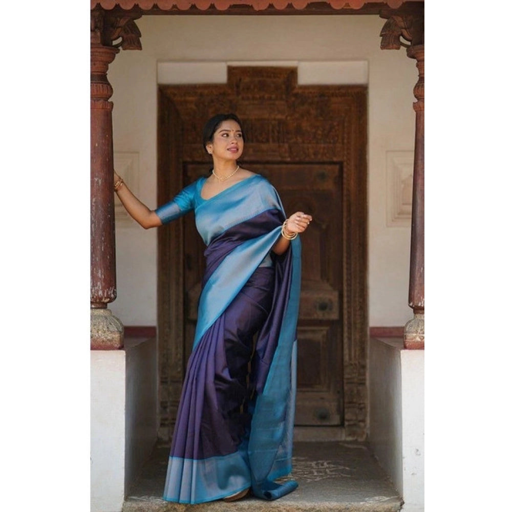 Women'S Soft Lichi Silk Printed Saree With Unstitched Blouse 5