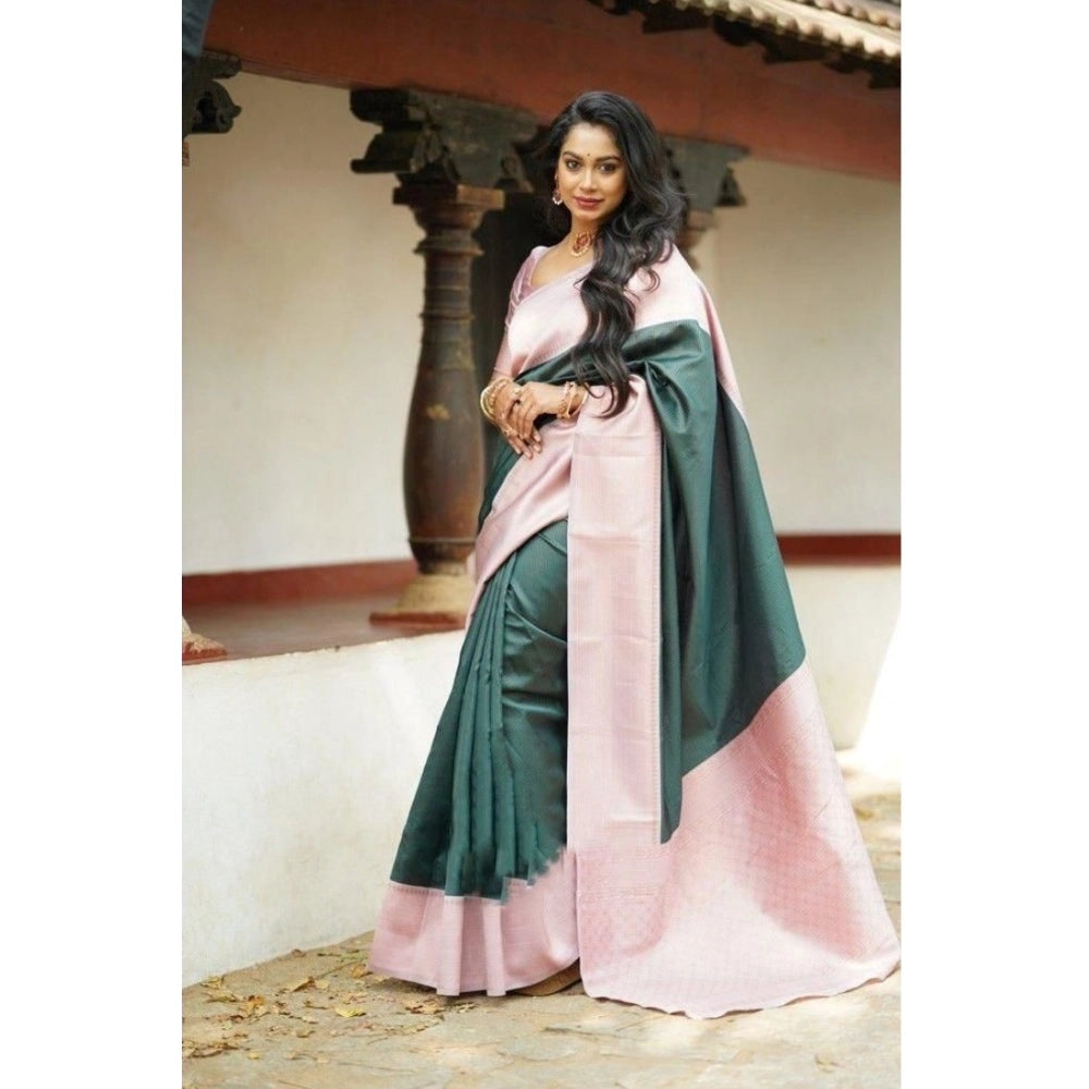 Women'S Soft Lichi Silk Printed Saree With Unstitched Blouse 5
