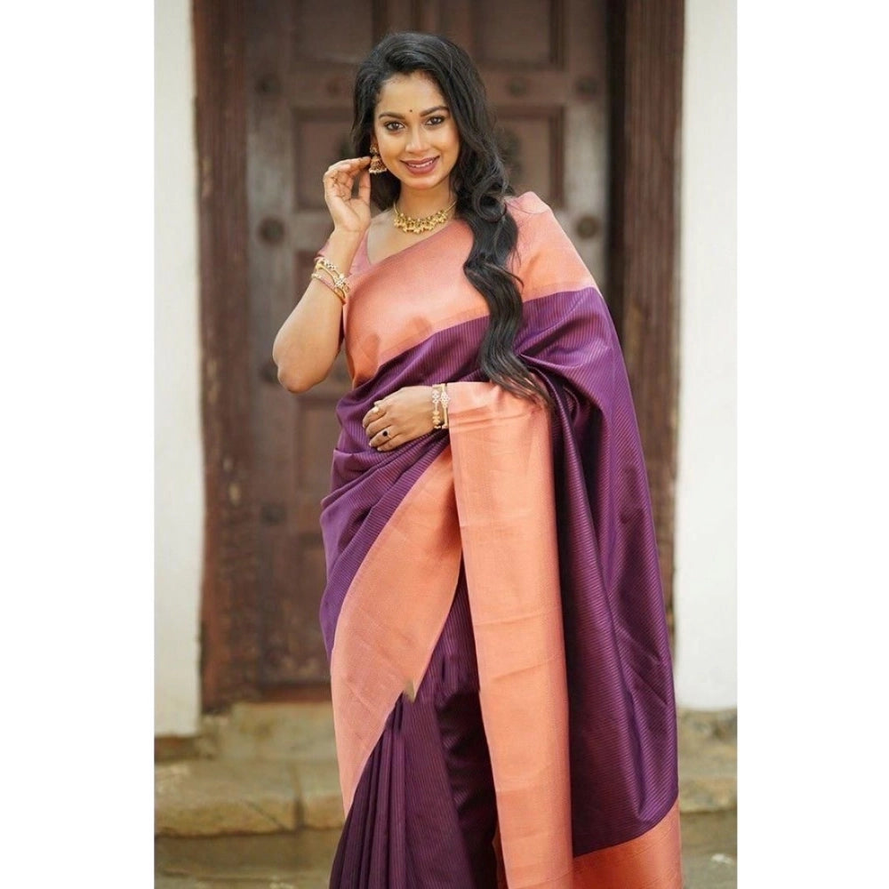 Women'S Soft Lichi Silk Printed Saree With Unstitched Blouse 5