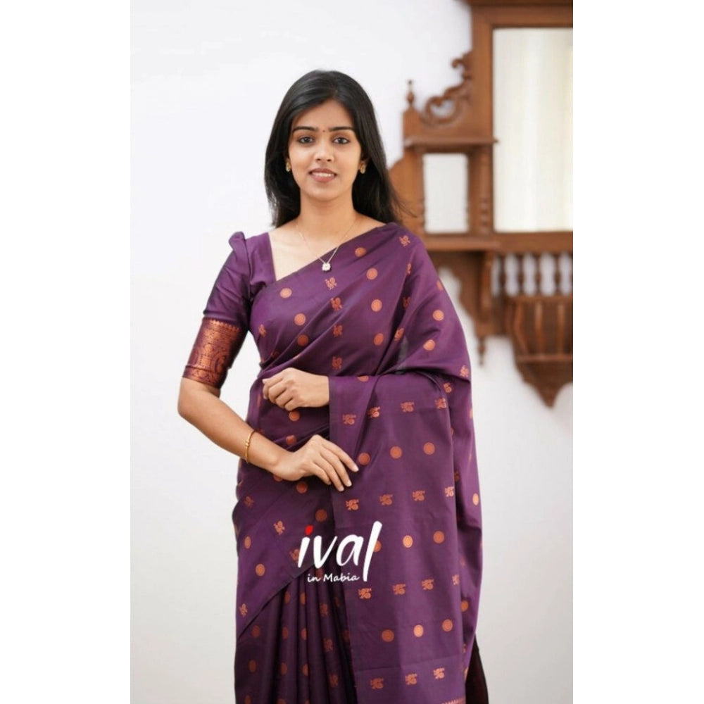 Women'S Soft Lichi Silk Printed Saree With Unstitched Blouse 5