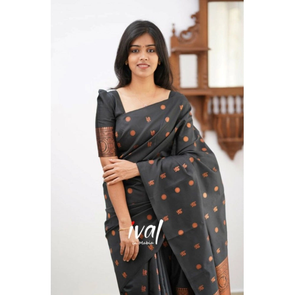 Women'S Soft Lichi Silk Printed Saree With Unstitched Blouse 5
