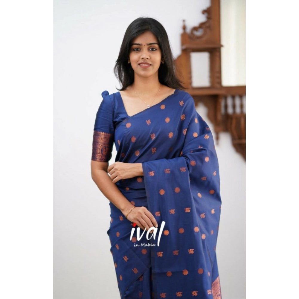 Women'S Soft Lichi Silk Printed Saree With Unstitched Blouse 5