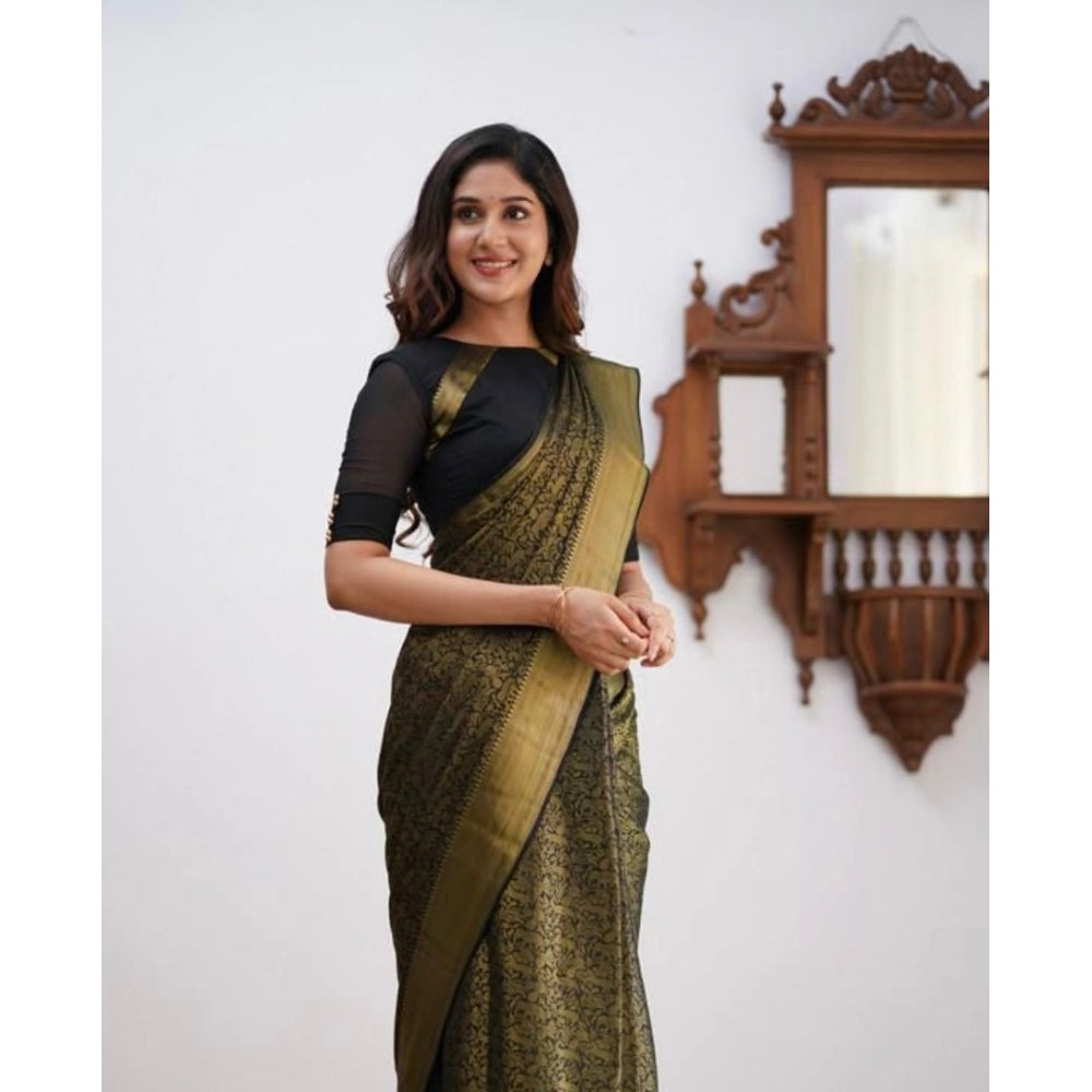 Women'S Soft Lichi Silk Printed Saree With Unstitched Blouse 5