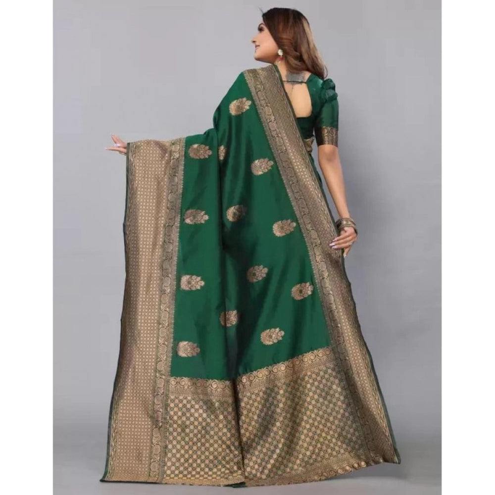 Women'S Soft Lichi Silk Printed Saree With Unstitched Blouse 5
