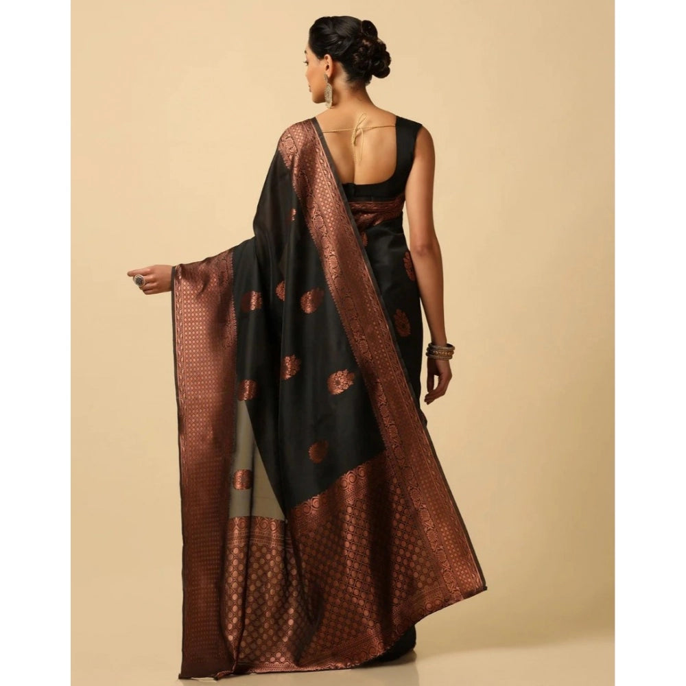Women'S Soft Lichi Silk Printed Saree With Unstitched Blouse 5
