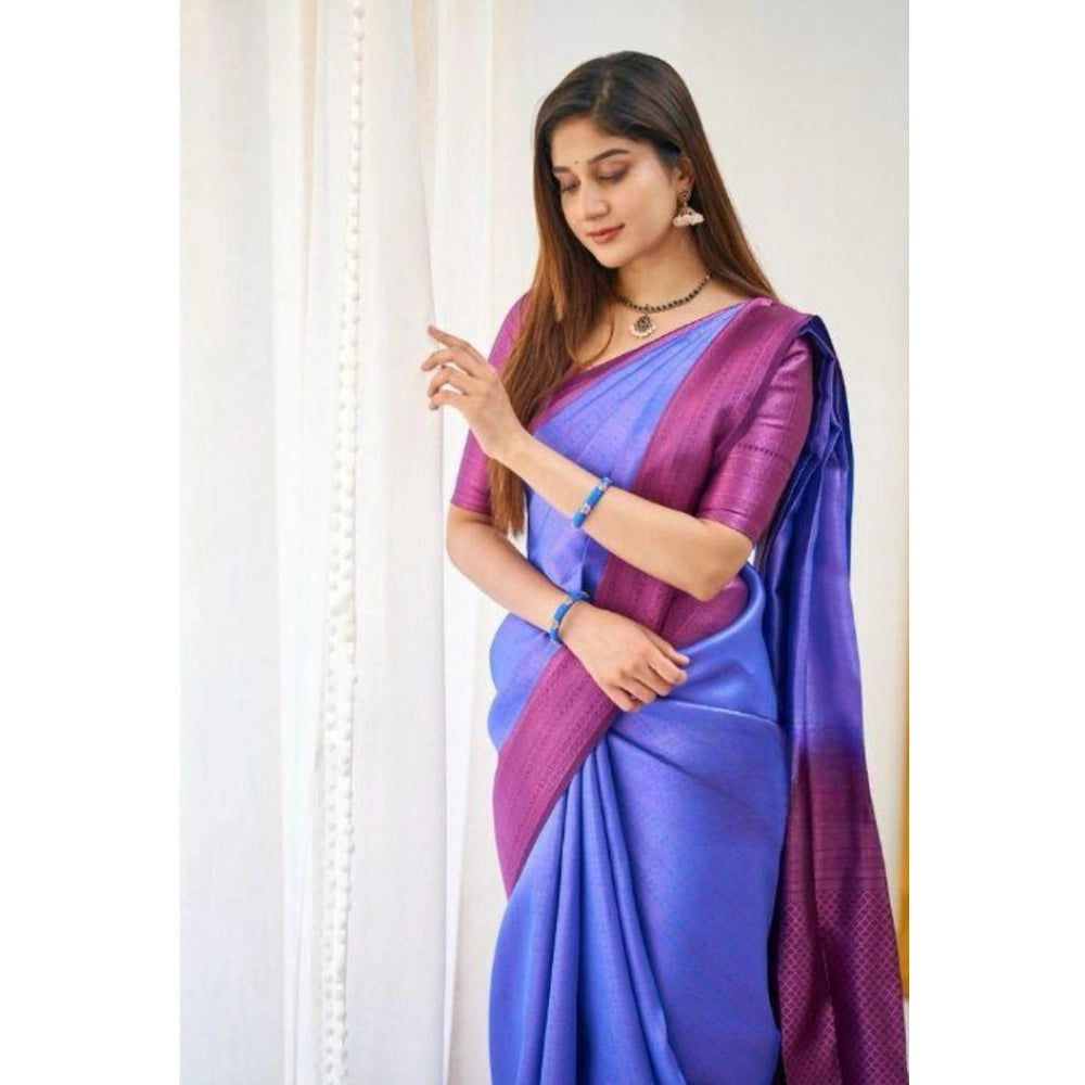 Women'S Soft Lichi Silk Printed Saree With Unstitched Blouse 5