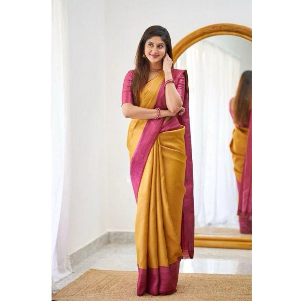Women'S Soft Lichi Silk Printed Saree With Unstitched Blouse 5