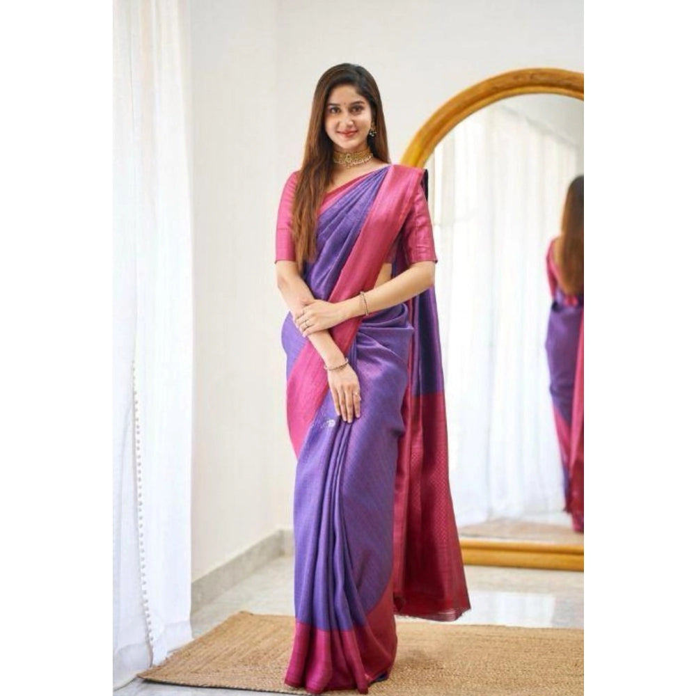Women'S Soft Lichi Silk Printed Saree With Unstitched Blouse 5