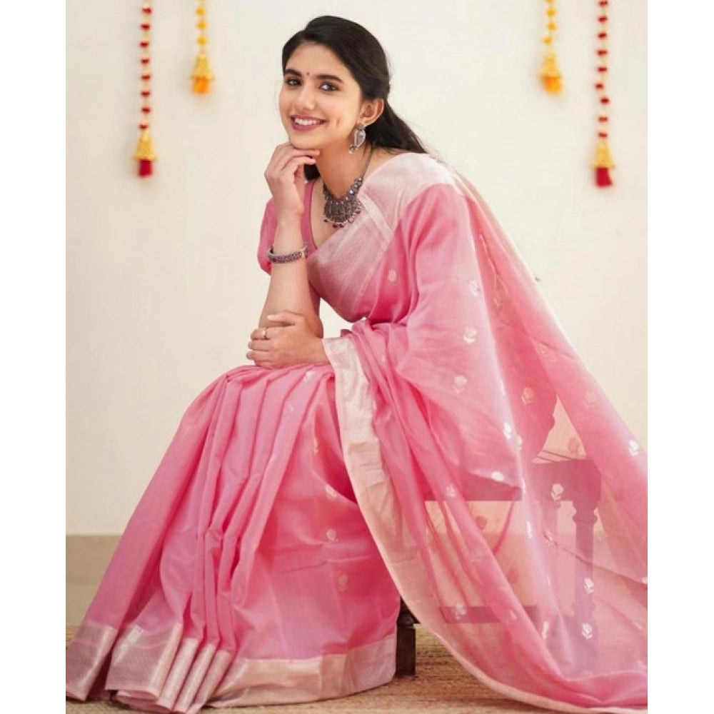 Women'S Soft Lichi Silk Printed Saree With Unstitched Blouse 5