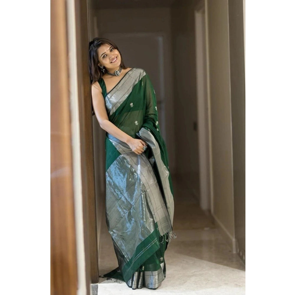 Women'S Soft Lichi Silk Printed Saree With Unstitched Blouse 5